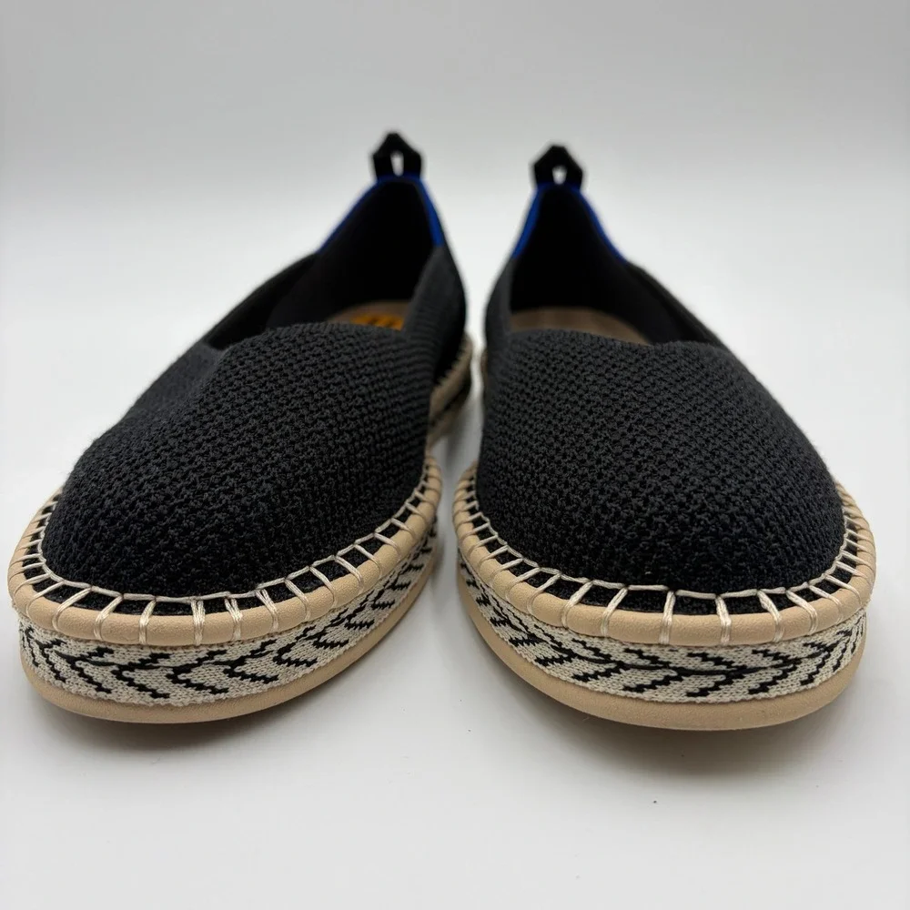 Rothys The Espadrille Black Knit Slip On Flat Shoes Womens 11 186-002 Chic Beach